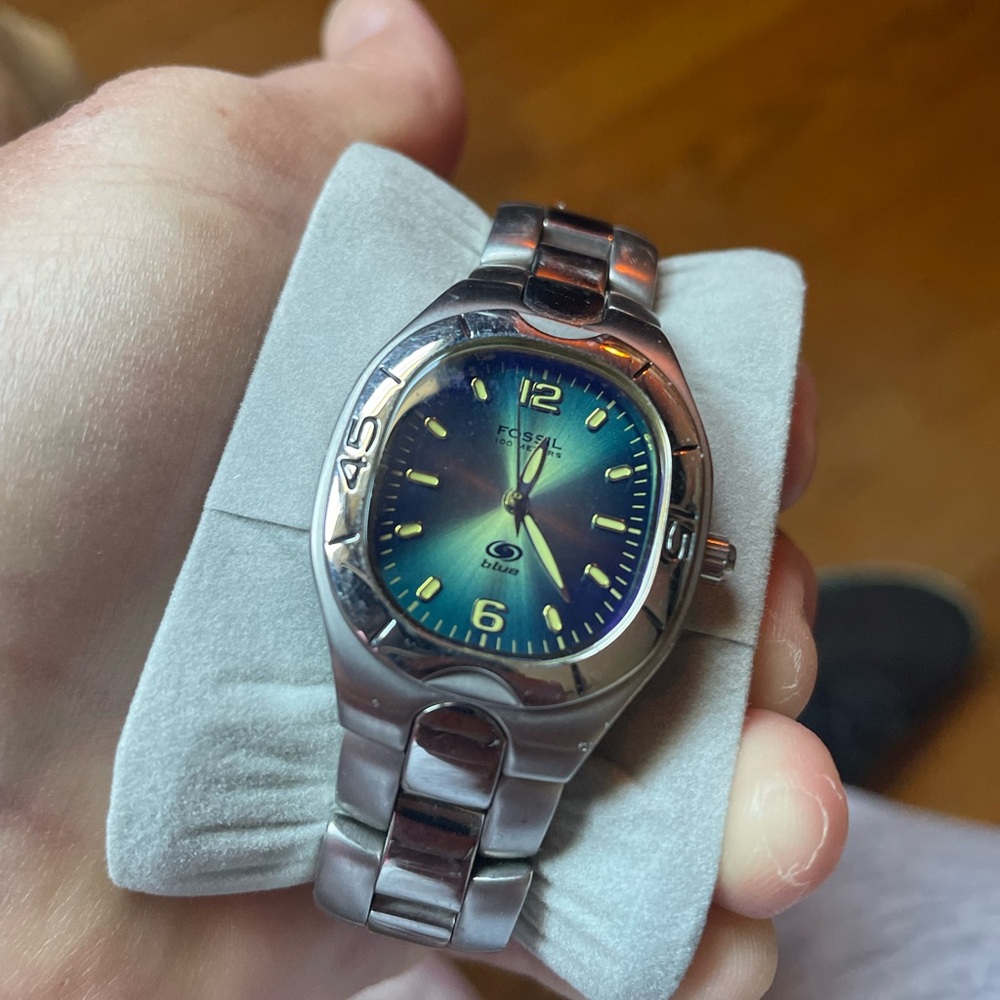 Fossil blue Silver and Teal women’s  Watch